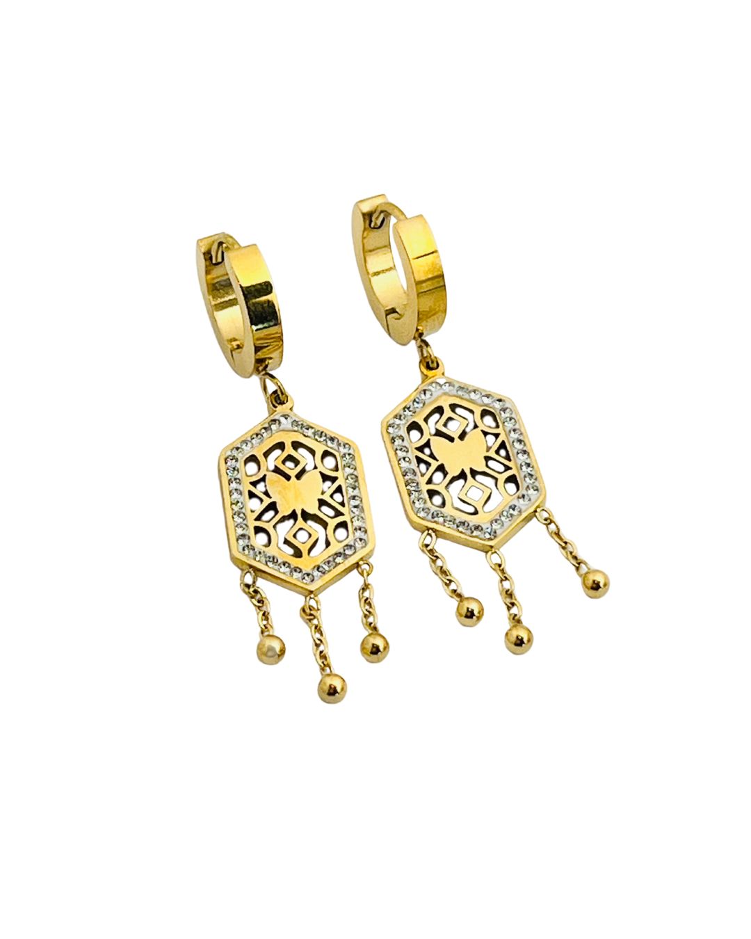 Golden Honeycomb Charm Earrings
