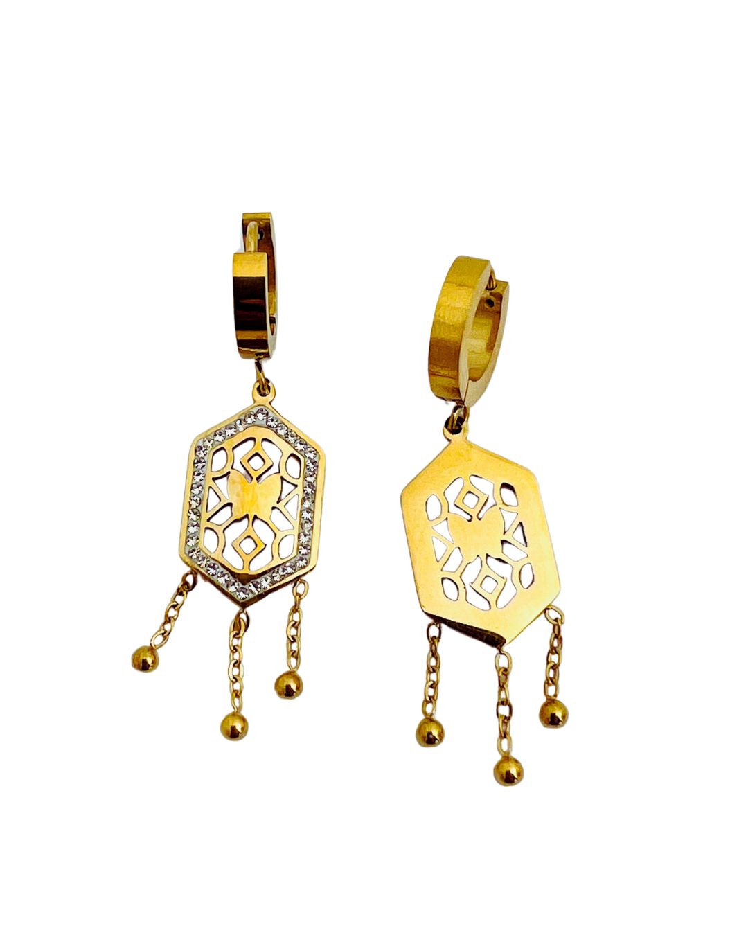 Golden Honeycomb Charm Earrings