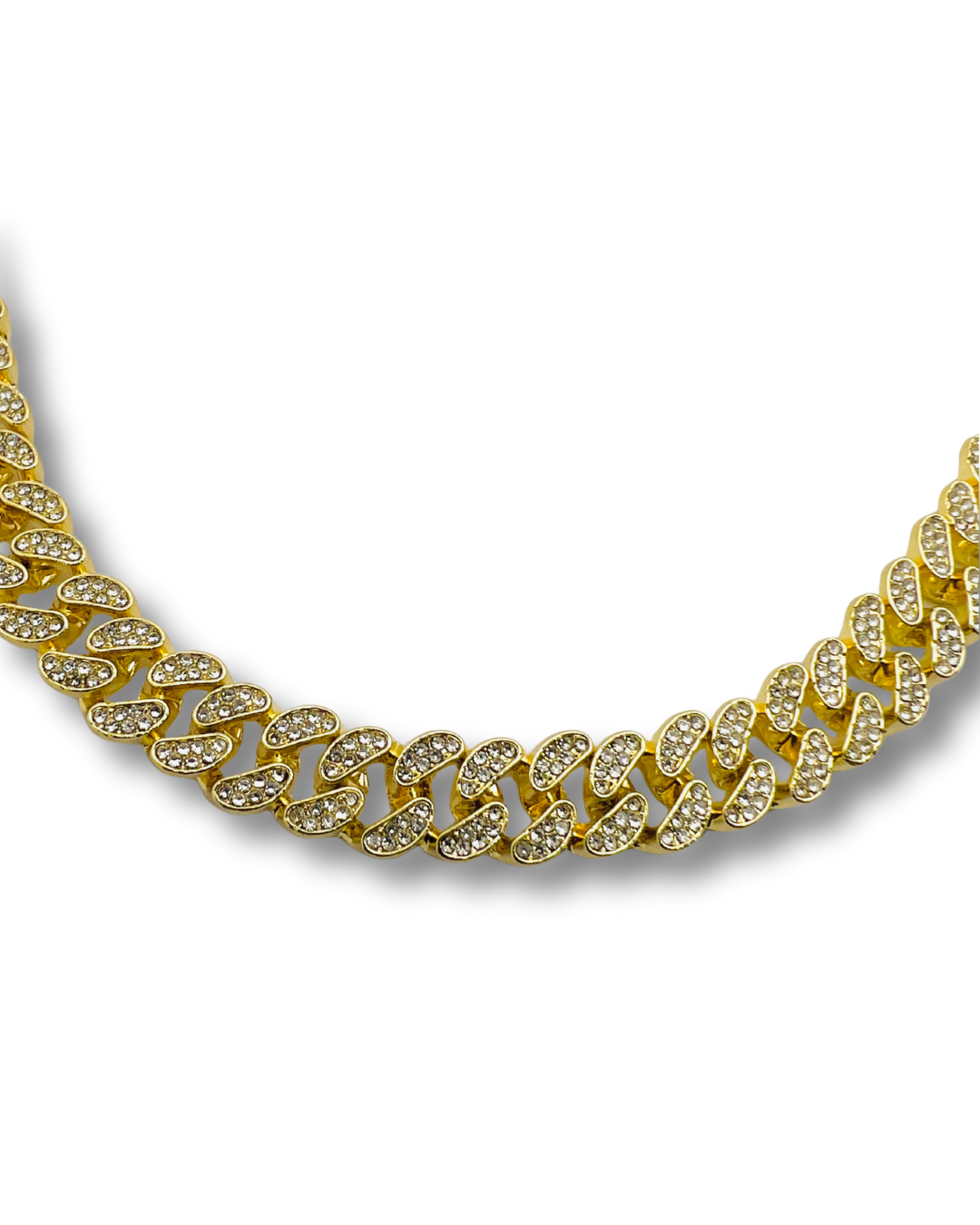 Gold-Plated Cuban Link Chain with Cubic Zirconia Accents