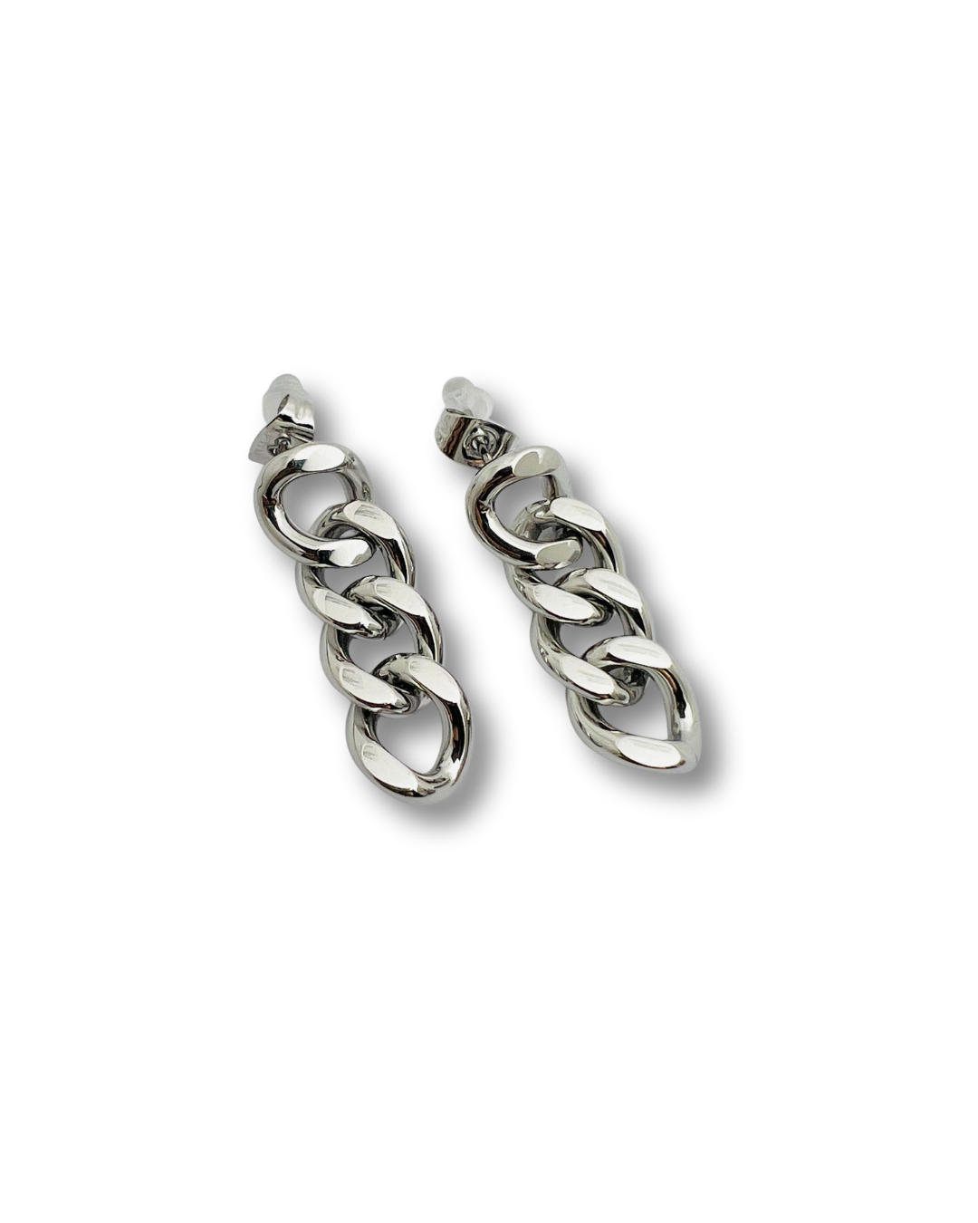 Silver Bold-Link Drop Earrings
