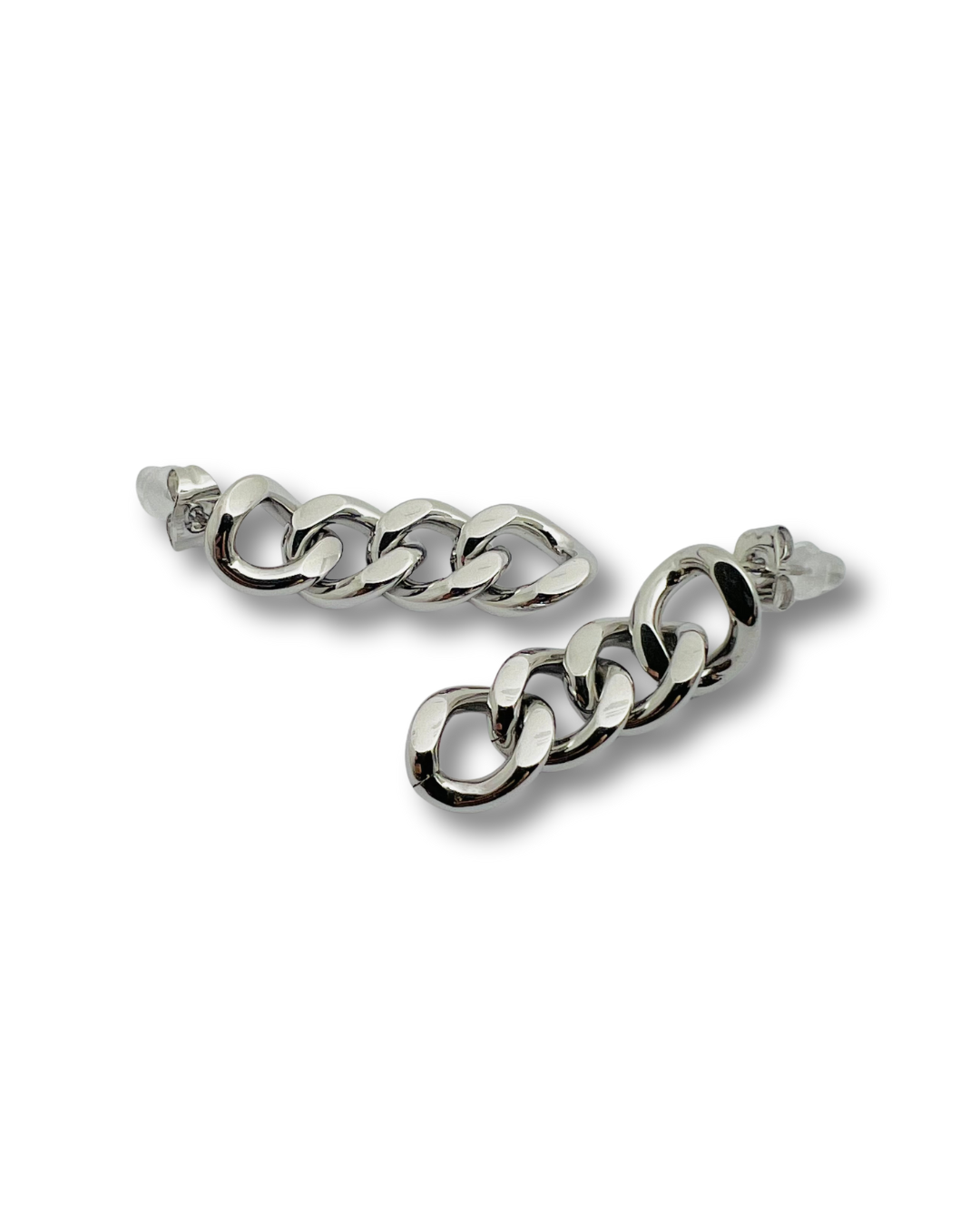 Silver Bold-Link Drop Earrings