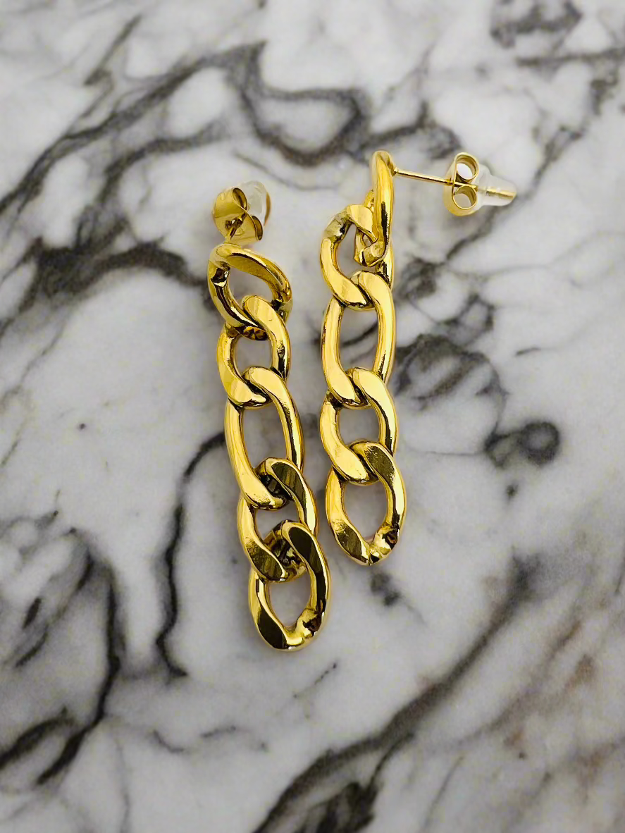 Bold Gold-Plated Chain Link Earrings