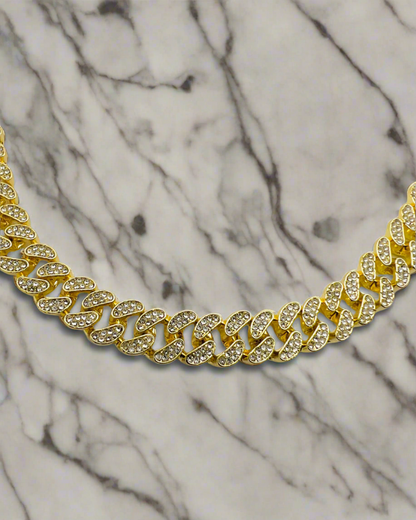 Gold-Plated Cuban Link Chain with Cubic Zirconia Accents