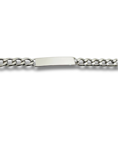 Silver Cuban Link ID Bracelet