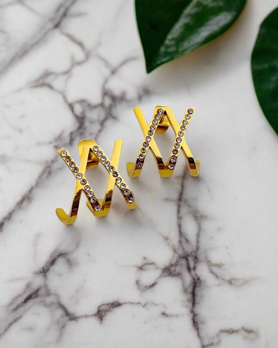 Golden Twists Crystal Earrings