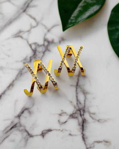 Golden Twists Crystal Earrings