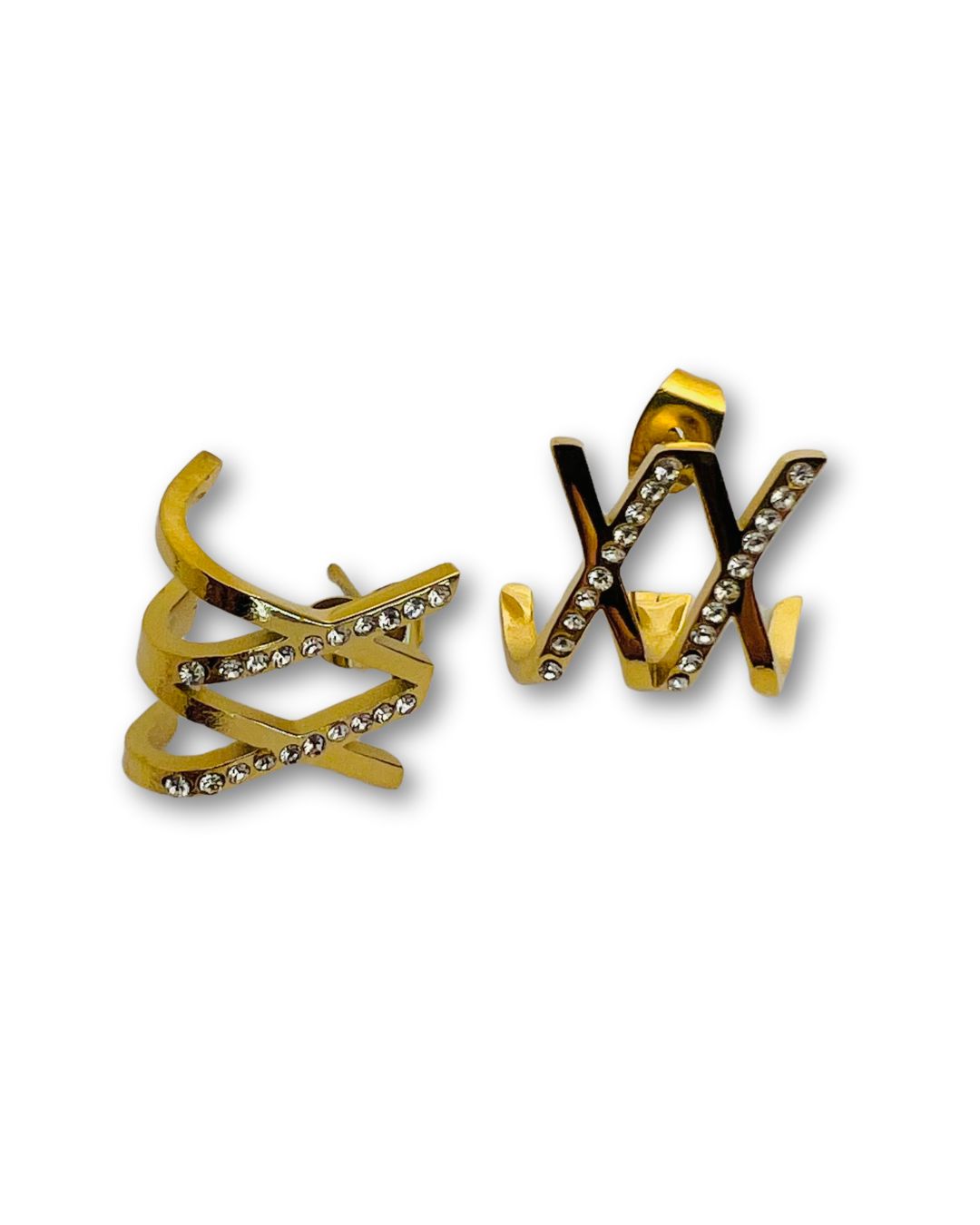 Golden Twists Crystal Earrings