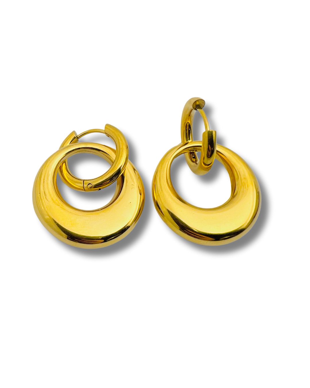 Double Golden Hoop Earrings