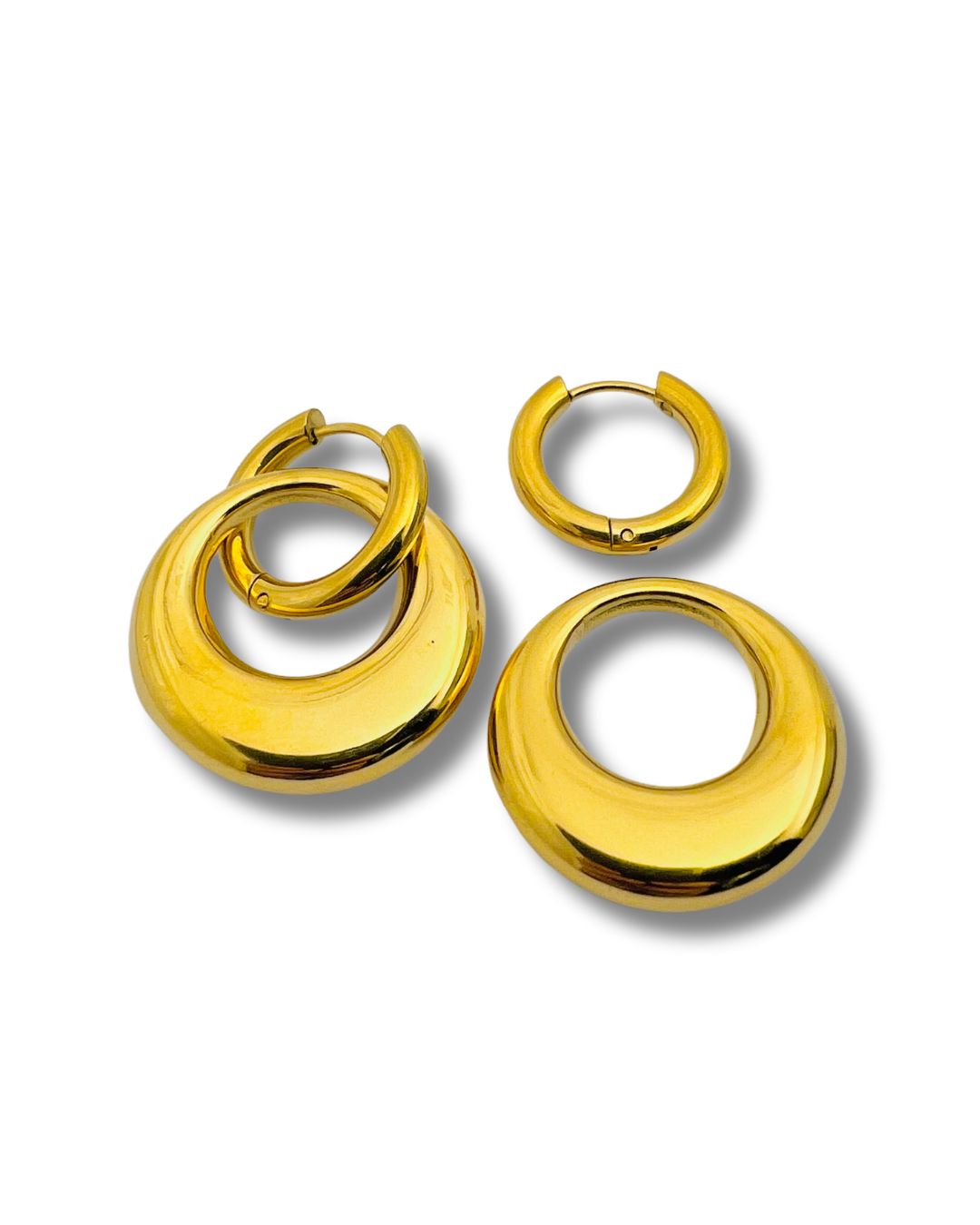 Double Golden Hoop Earrings